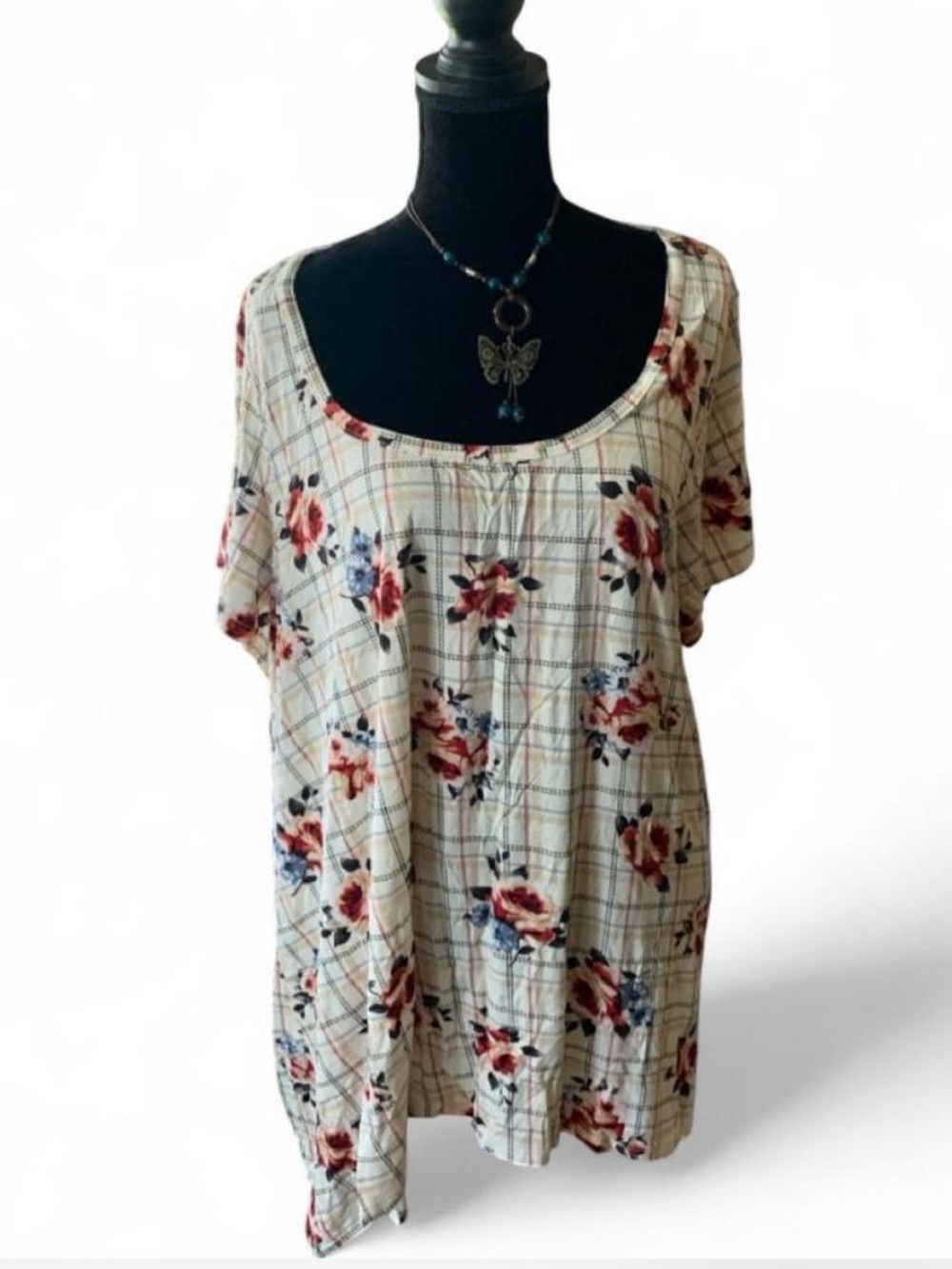Cottagecore Red Ruffle Open-Front Women's Sweater Cardigan & floral slub tee - Picture 7 of 8